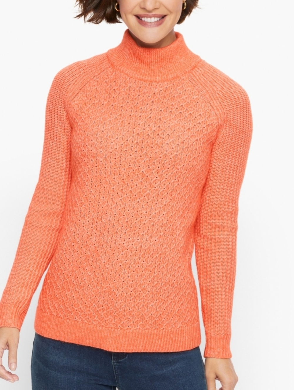 NWT Talbots Textured Turtleneck Orange Sweater Women's Size Medium